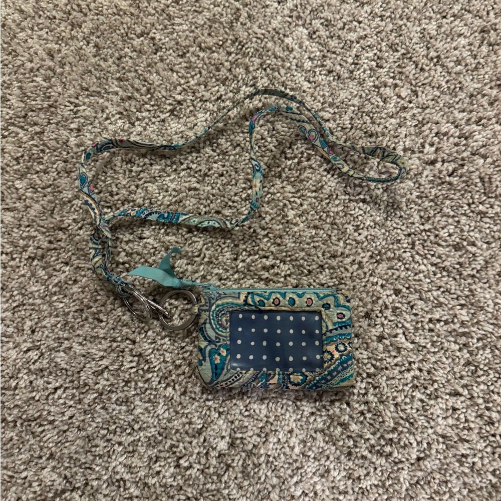 Vera bradley blue wallet and lanyard